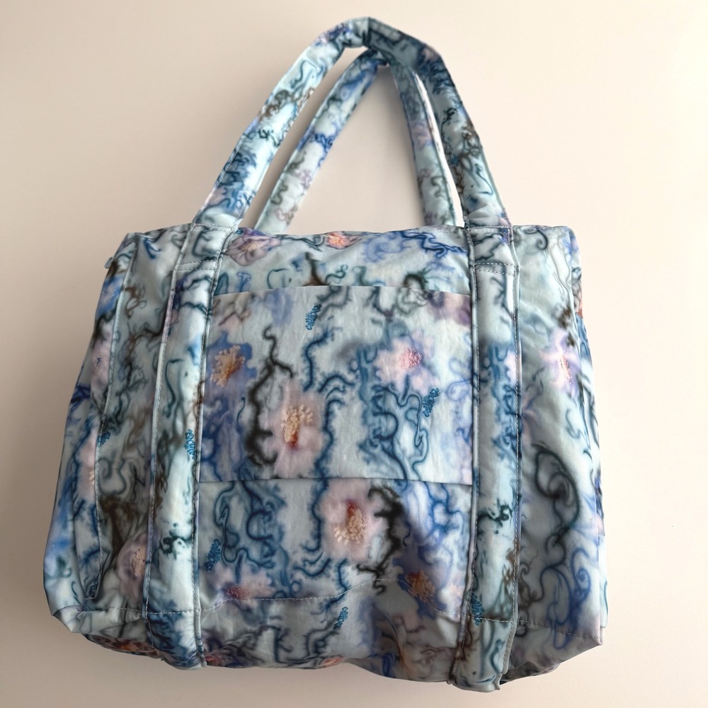 Baggu x Collina Strada NWT Small Cloud Carry On Tote in Blue Thorns Print